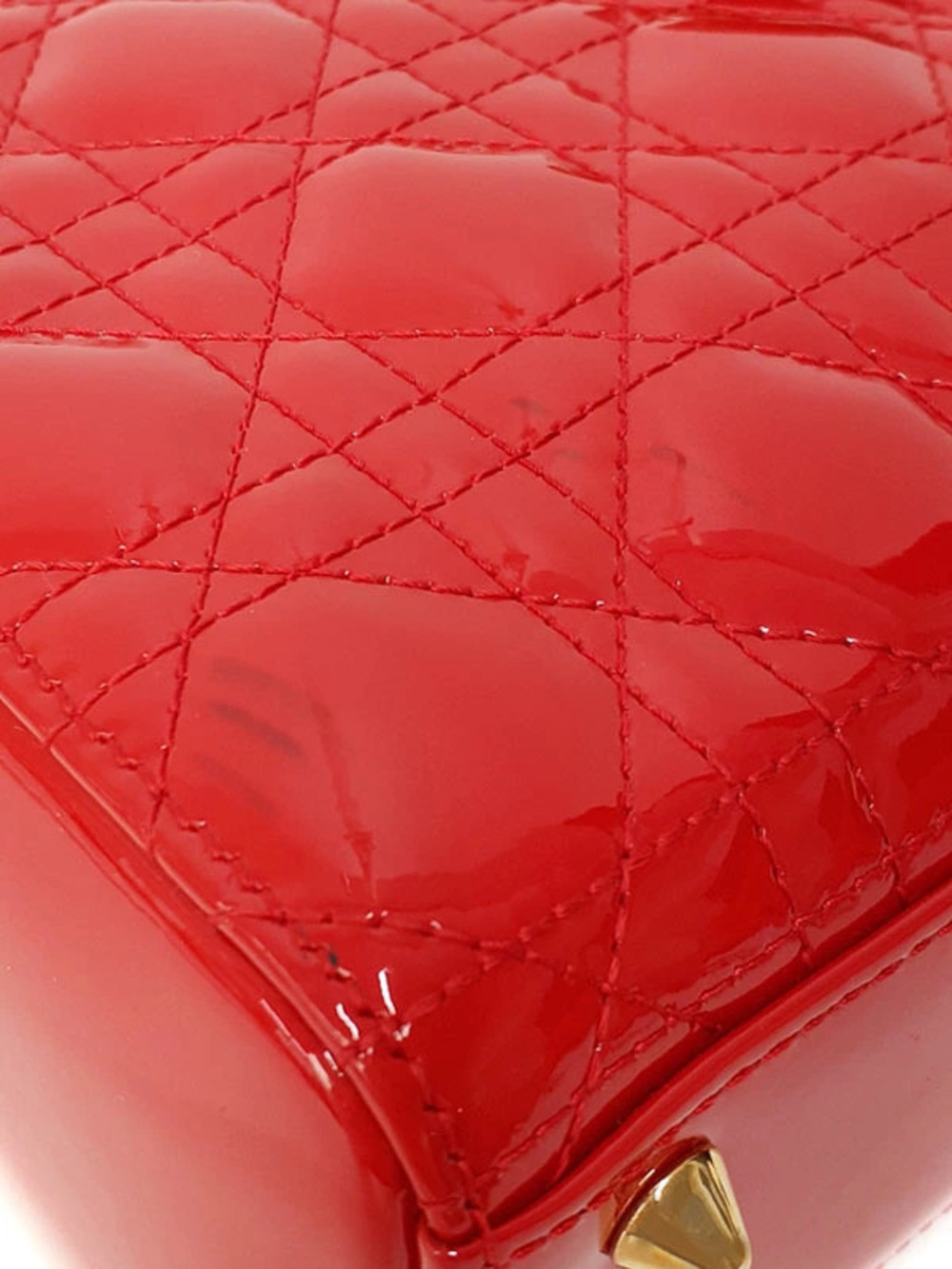 Christian Dior Patent Cannage Lady Dior Bag bright Cherry Red - Picture 7 of 9